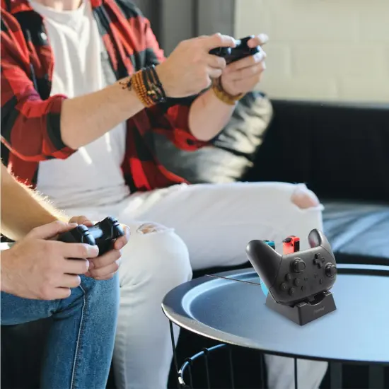 Insten 3-in-1 Charging Dock for Nintendo Switch & OLED Model Joy Con and Pro Controller with LED Indicator & Type C Charging Cable Black {7}