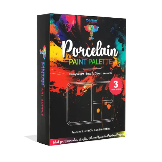Pintar Ceramic Watercolor Paint Palette Tray - 3 Well Ceramic Palette | “10 x 7" Paint Pallet | Durable Watercolor Palette Tray for Acrylic, Gouache & All Water-Based Paints {4}
