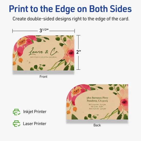 Avery Printable Single Rounded Corner Rectangle Business Cards, Sure Feed Technology, 2" x 3-1/2", Matte Kraft Brown Cardstock, Print-to-The-Edge, Laser/Inkjet Printable, 80 Total {12}