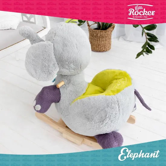Gerardo's Toys: Little Rockers - Elephant - Wooden Plush Ride-On Rocking Animal Toy, Plays Music, Removable Soft Fabric Cover, Toddler Kids Ages 24mo+ {7}