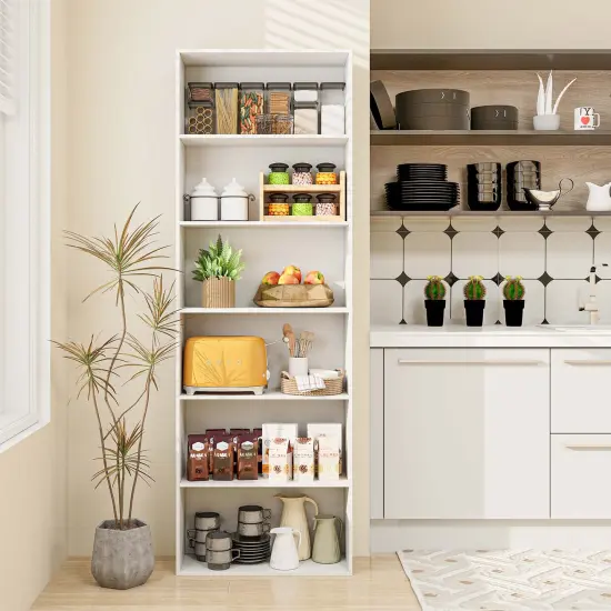 Costway 70" Tall 6-Tier Bookcase with 6 Open Shelves Anti-Toppling Kits for Living Room Brown/Black {5}