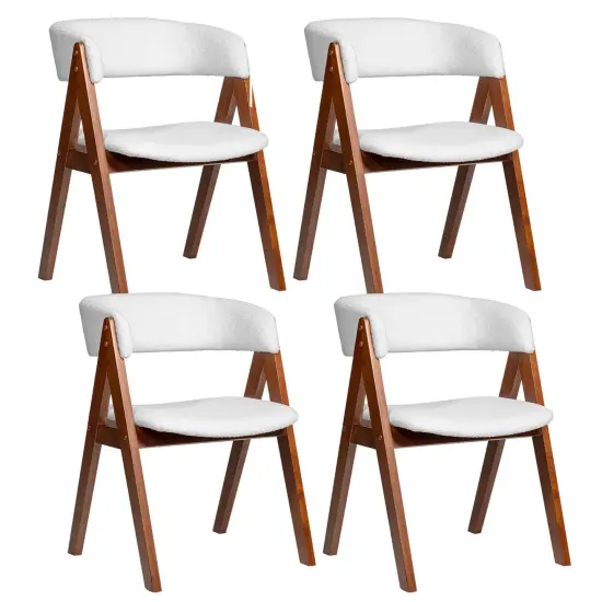Costway Dining Chairs Set of 2/4 Mid-Century Upholstered Kitchen Armchairs with Padded Seat Black/Brown {10}