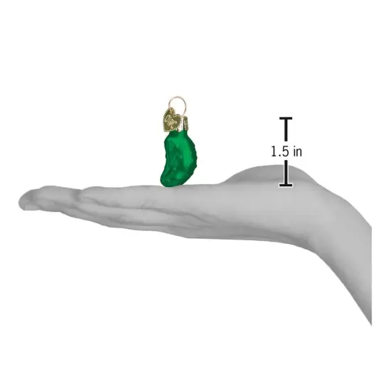 Old World Christmas 1.5 Inch Miniature Gurken Christmas Tree Ornament , Pickle Hide Extra Gift Green {2}