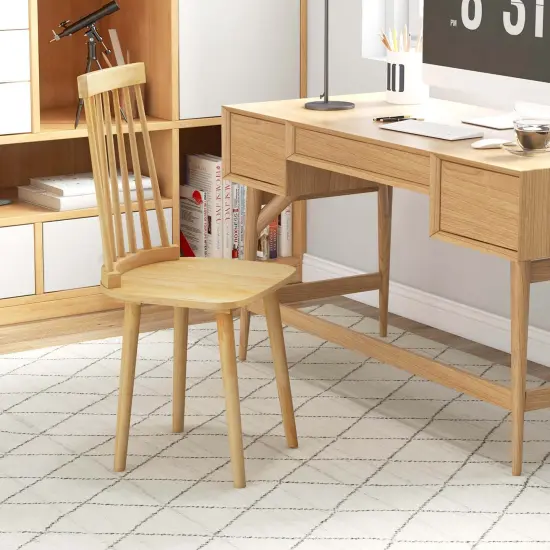Costway Windsor Dining Chairs Set of 2/4 Dining Chairs with High Spindle Back Natural {5}