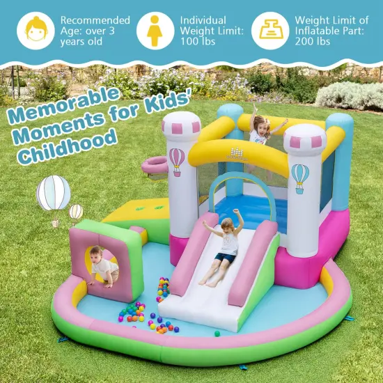 Costway Inflatable Bounce House with Slide Jumping Area Obstacle Ball Pit without/with 480W/with 502W Blower {2}