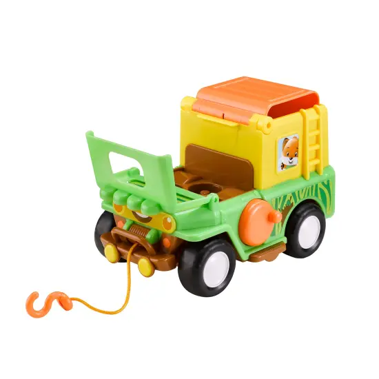 Timber Tots: The Safari Jeep - 4x4 Off-Road Vehicle & Monkey Animal Figurine, Pop-Up Roof Tent, Tow String, Nature Toy Playset, Kids & Toddlers 18Mo+ {4}