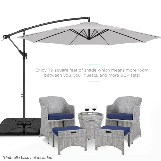 Best Choice Products 10ft Offset Hanging Outdoor Market Patio Umbrella w/ Easy Tilt Adjustment Fog Gray {2}
