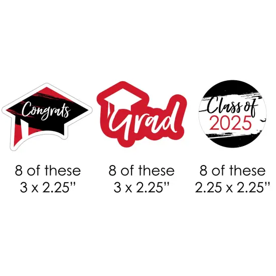 Big Dot of Happiness Red 2025 Graduation Paper Straw Decor - Party Striped Decorative Straws - Set of 24 {3}