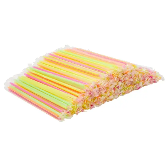 600-Pack Colorful Individually Wrapped Plastic Drinking Straws, Extra Long, Bulk, Disposable Party Supplies, 4 Neon Colors (10.2 in) Multicolor {7}
