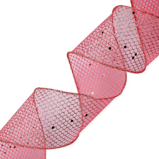 Orange Glitter Mesh Ribbon for Gift Wrapping Bow Making White Web Mesh Wired Mesh Ribbon {4}