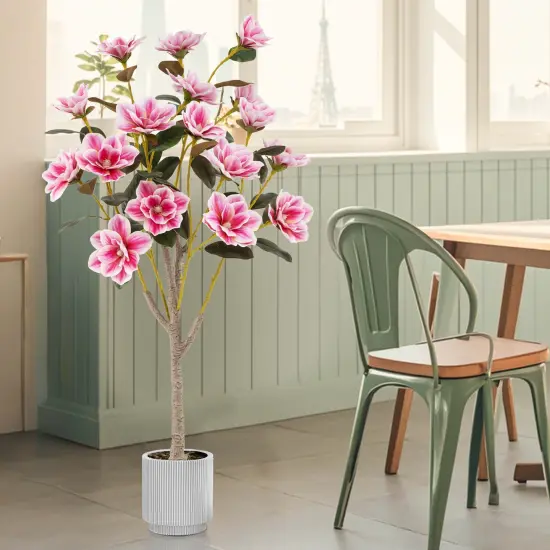 Costway 1/2 PCS 51" Artificial Magnolia Tree with Elegant PEVA Leaves Multi-branch Trunks {4}