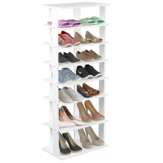 Costway Patented Wooden Shoes Storage Stand 7 Tiers Big Shoe Rack Organizer Multi-Shoe Rack {1}