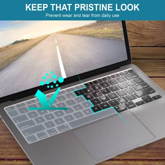 Insten Keyboard Cover Protector Compatible with 2020 Macbook Air 13", Ultra Thin Silicone Skin, Tactile Feeling, Anti-Dust, Clear {3}