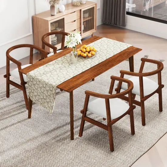 Costway Wooden Dining Chairs Set of 2/4 with Wrap-around Armrest & Padded Seat for Kitchen {2}