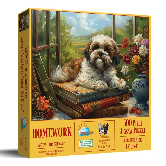 Sunsout Homework Shih Tzu 500 pc Jigsaw Puzzle 77101 {3}