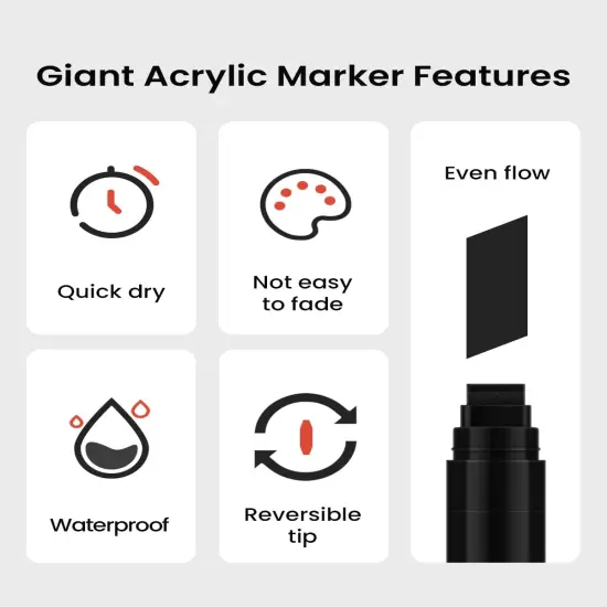 3 Pcs Black Jumbo Permanent Markers: 15mm Wide Tip Thick Acrylic Paint Pen Large Calligraphy Marker for Rock Painting, Poster, Sign, Canvas, Glass, Wood, Ceramic {3}