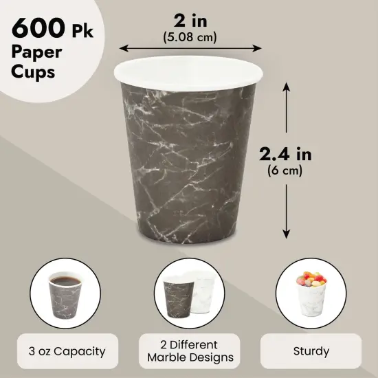 Juvale 600-Pack 3 oz Disposable Paper Cups - Small Bathroom Mouthwash Cups, Multi-Purpose for Espresso, Coffee, Parties, and Events - Marble Design Multicolor {2}