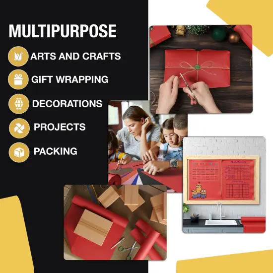 Kraft Paper Roll 17.75" X 1320" (110' Ft) Colored Paper Roll - Packing Paper Roll - Craft Supplies - Kraft Wrapping Paper Perfect as Shipping Paper Craft Paper Roll by Crown Display Red {2}