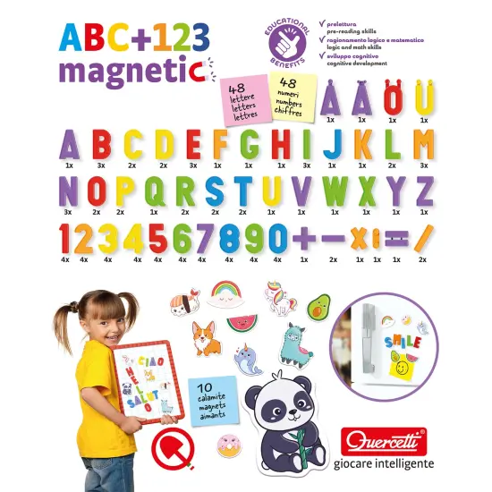 Quercetti: Play Montessori: ABC & 123 - Magnetic - 106pc Letters & Numbers Educational Toy, Math & Spelling Learning Tool, Fridge Magnets, Kids 4+ {7}