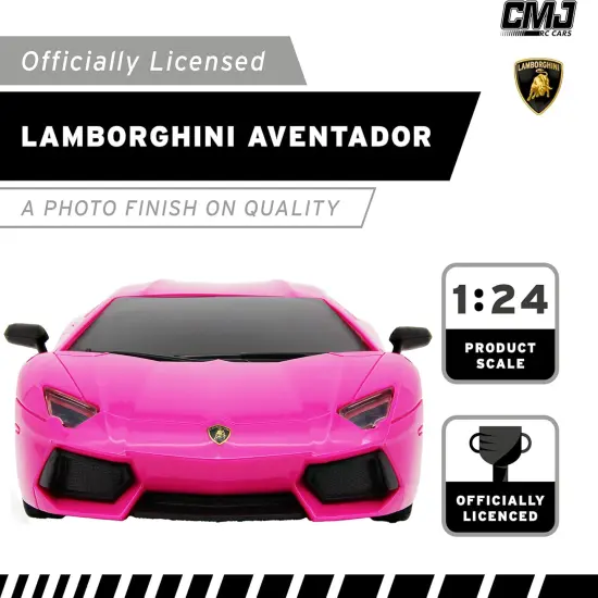 CMJ RC Cars: Lamborghini LP700-4 - Pink - 1:24 Scale, Remote Control Radio Vehicle, 2.4 Ghz, LED Headlights, Indoor-Outdoor Racing Toy, Licensed Model {6}