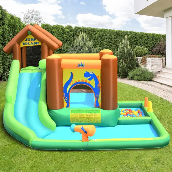 Bountech Inflatable Waterslide Bounce House Climbing Wall without Blower {3}
