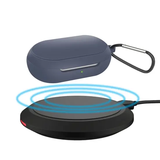 For Galaxy Buds+ / Buds Case, Protective Silicone Cover with Carabiner Keychain Compatible with Samsung Galaxy Buds+ Plus 2020 Buds 2019 Wireless Earbuds, Navy Blue (4 Color Options) by Insten {7}