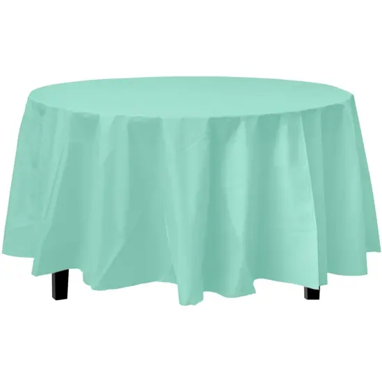 Exquisite Disposable Round Plastic Tablecloths &ndash; 6 Pack 84" Disposable Table Cloths &ndash; Indoor/Outdoor Party Tablecloth &ndash; Round Plastic Table Cover for Events & Party Supplies Mint {2}