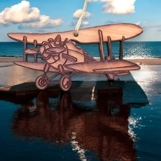 Bi Plane - Cedar Ornament {5}