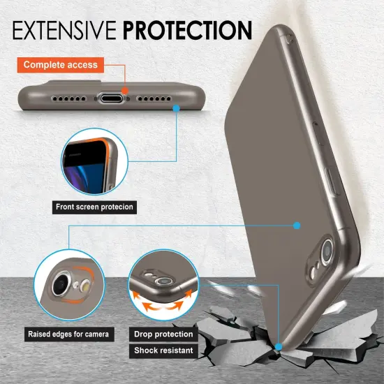 Translucent Matte Case For iPhone SE 2020 (2nd Gen), Semi-Transparent Smooth Touch Soft TPU Thin Cover Gray, by Insten Grey {2}