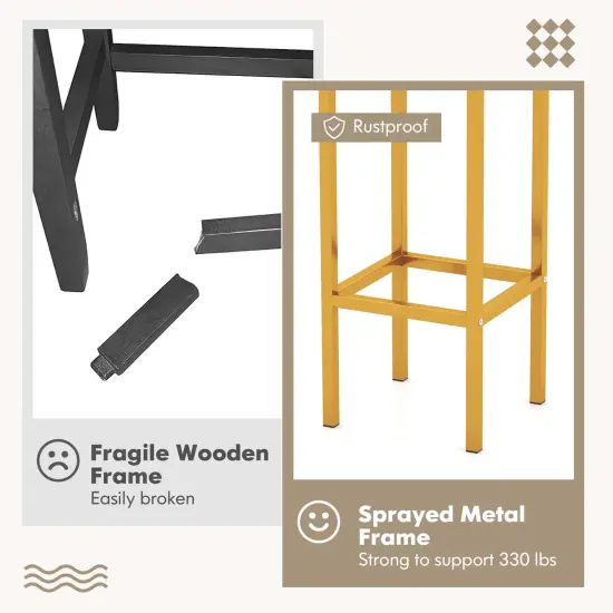 Costway 4 PCS 26"Bar Stool Set with Metal Frame Footrest Backless Counter Height Stool Brown {6}