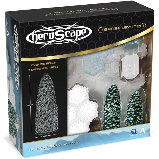 Renegade Games: Heroscape: The Snow Fields of Valhalla Terrain Expansion - 36 Hex-Tiles, 2 Tree Miniatures, Build Snow-Ice- Forrest Environments {1}