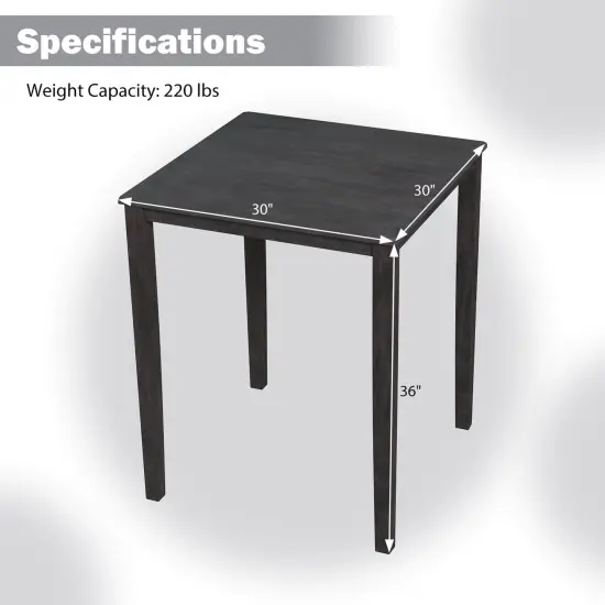 Costway Square Dining Table for 4-Person with Solid Wood Frame for Dining Room {3}