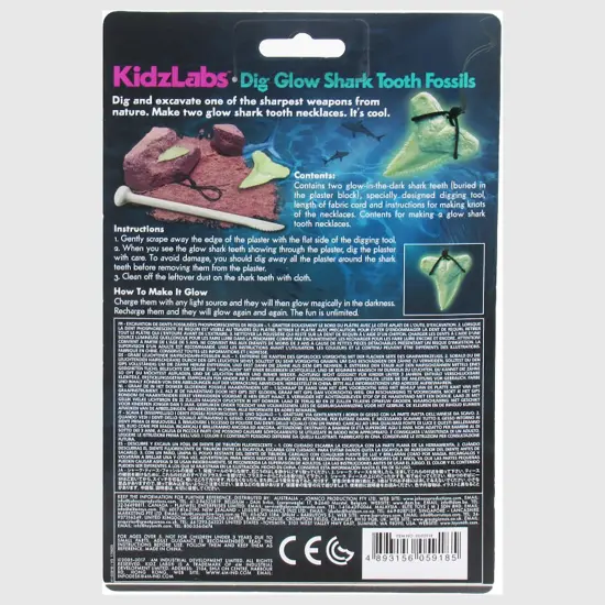 4M: KidzLabs: Dig Glow Shark Tooth Fossils - Dig & Excavate, Make 2 Glow-In-The Dark Tooth Necklaces, Science & Jewelry Making Craft Kit, Kids Ages 5+ {5}