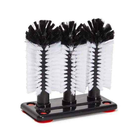 Bar Wine Glass Washer for Sink - 3 Head Bottle Brush Cleaner with Suction Base for Kitchen Black {1}