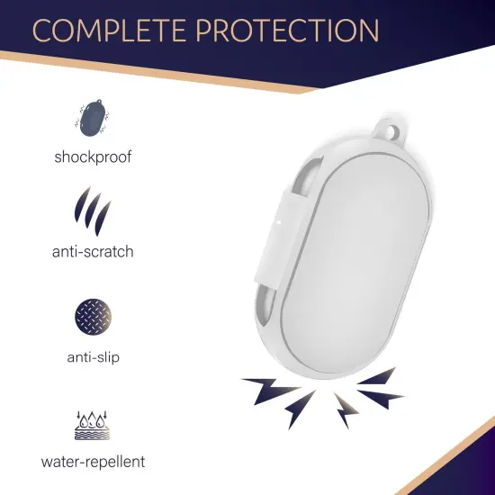 For Galaxy Buds+ / Buds Case, Protective Silicone Cover with Carabiner Keychain Compatible with Samsung Galaxy Buds+ Plus 2020 Buds 2019 Wireless Earbuds, White (4 Color Options) by Insten {2}