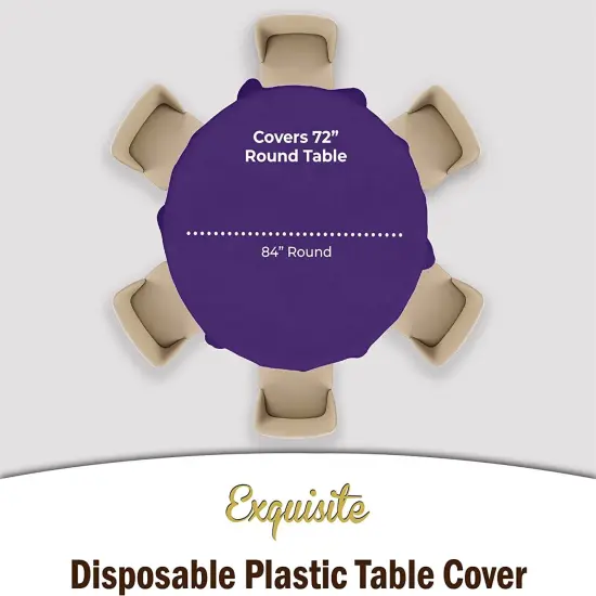 Exquisite Disposable Round Plastic Tablecloths &ndash; 12 Pack 84" Disposable Table Cloths &ndash; Indoor/Outdoor Party Tablecloth &ndash; Round Plastic Table Cover for Events & Party Supplies Purple {2}