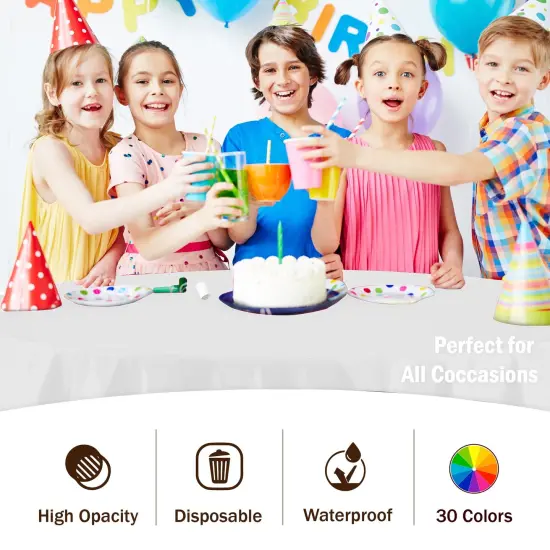 Exquisite Disposable Round Plastic Tablecloths &ndash; 6 Pack 84" Disposable Table Cloths &ndash; Indoor/Outdoor Party Tablecloth &ndash; Round Plastic Table Cover for Events & Party Supplies White {2}