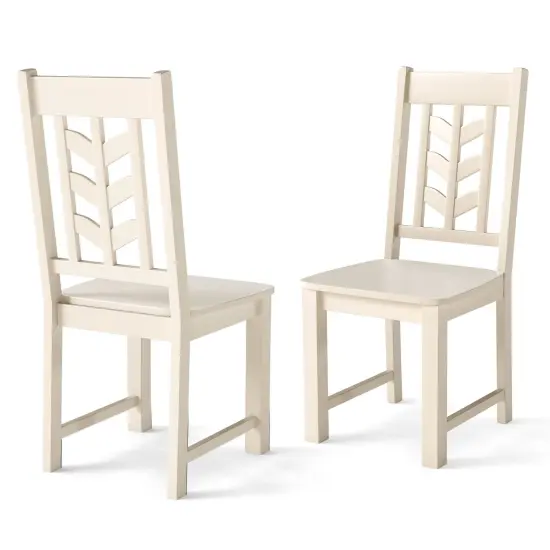 Costway Dining Chair Set of 2/4 with Rubber Wood Frame & Leaf-shape High Back for Kitchen Brown/Black/Cream White {1}