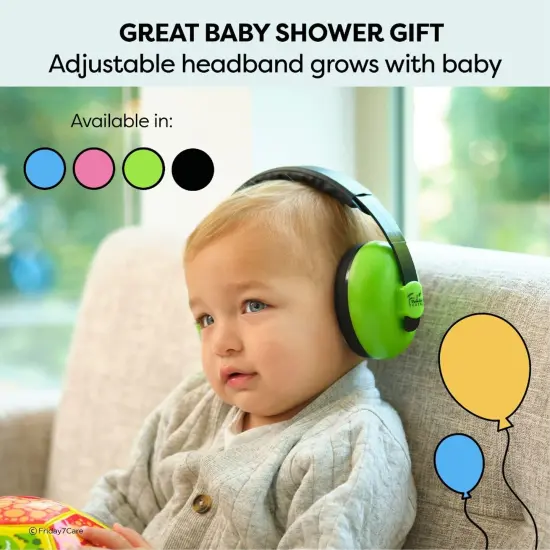 Friday 7Care Baby Headphones - Baby Ear Protection, Noise Cancelling Headphones with Adjustable Headband for Ages 0-24 Months, Green Multicolor {6}