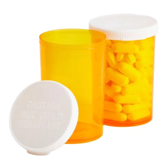 50 Pack Empty Pill Bottles with Caps for Prescription Medication, 20-Dram Plastic Medicine Containers (Orange) {7}