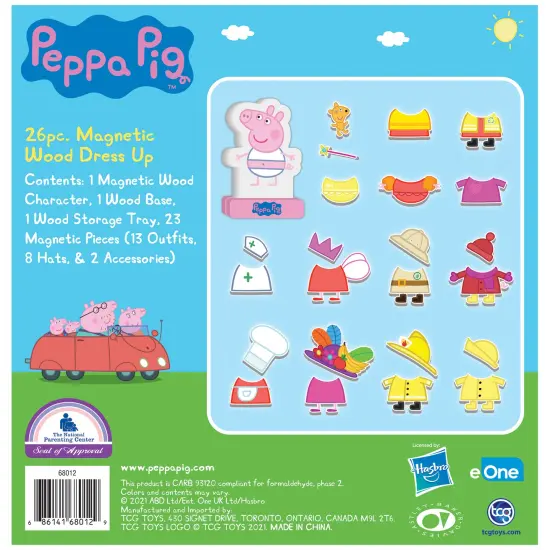 Peppa Pig: Magnetic Dress Up - 26pc Wooden Playset, 23 Magnets, Mix & Match Outfits & Accessories, Bilingual, Storage Tray, Kids-Toddlers Ages 3+ {3}