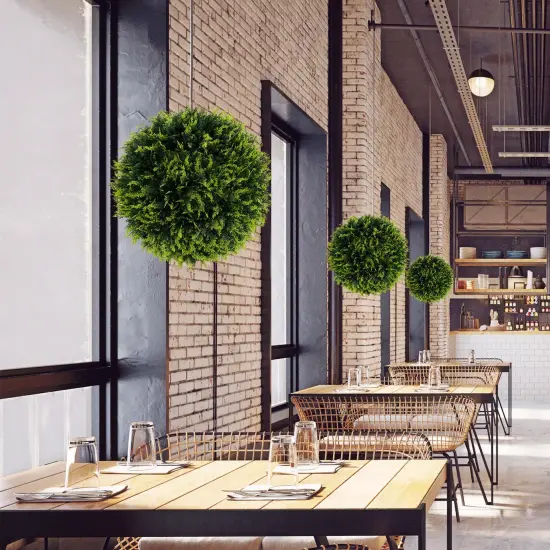 Costway 2 PCS 18"/20" Artificial Cedar Topiary Balls Sun-protective Round Greenery Bushes {2}