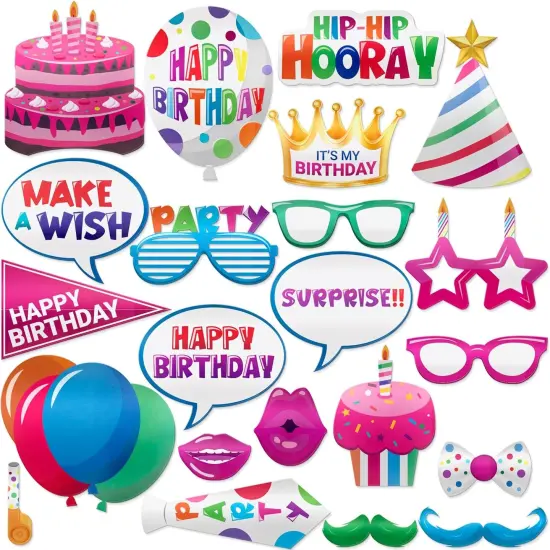 22 pcs Premium Birthday Photo Booth Props Kit {1}
