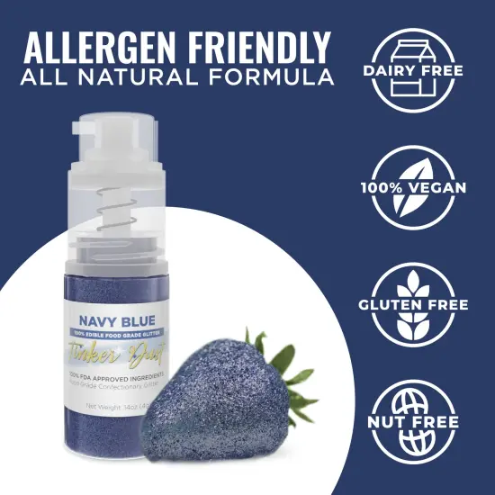 Bakell - Navy Blue Tinker Dust Edible Glitter (4g, 1x Spray Pump) for Food, Desserts, and Beverages! {3}