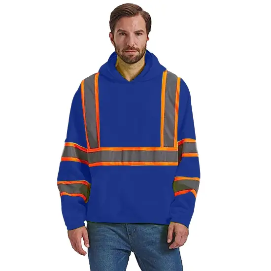 RADYAN&reg; Long Sleeve High Visibility Safety Hoodie with Hood for Construction Work Green {4}