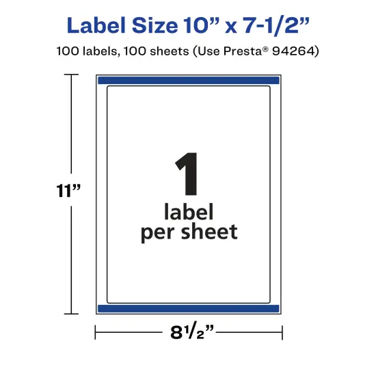 Avery Glossy Clear Rectangle Labels with Sure Feed, 10" x 7.5" {5}