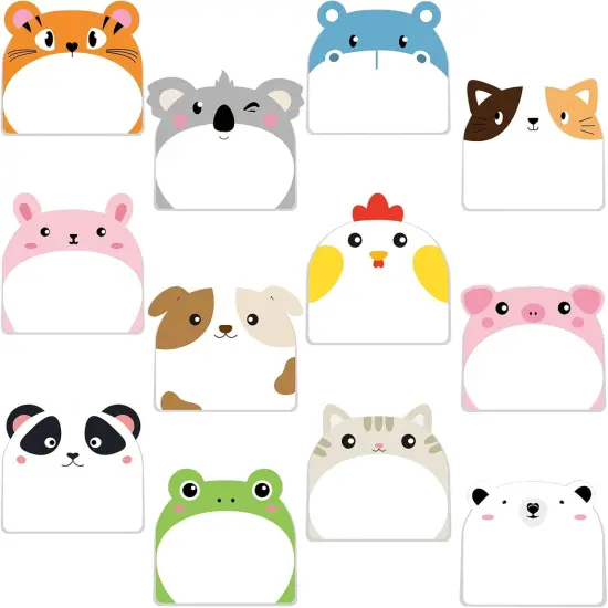 24 Pads Cute Sticky Notes Kawaii Fun Animal Sticky Notes Pads Bulk Cartoon Memo Self Adhesive for Veterinary Gift Office School Tab Animal Party Supplies(Classic Animals) {1}