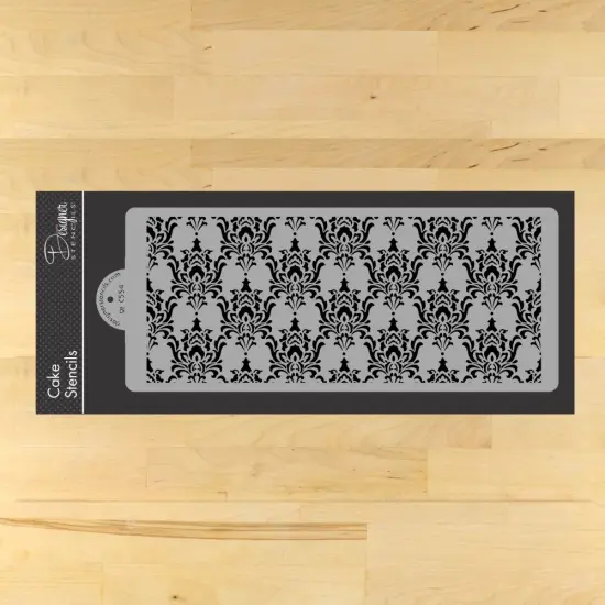 Filigree Damask Cake Stencil Side #4 | C554 by Designer Stencils | Cake Decorating Tools | Baking Stencils for Royal Icing, Airbrush, Dusting Powder | Reusable Plastic Food Grade Stencil for Cakes | Easy to Use & Clean Cake Stencil {1}