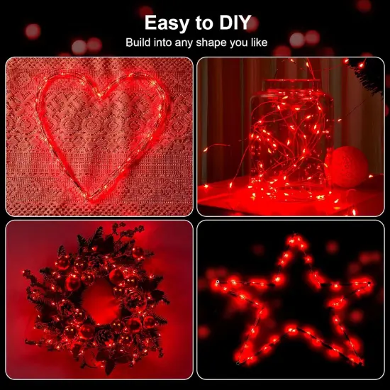 1 Pack 16.4ft Battery Operated String Lights with Timer, Red with Synchronized Twinkle Mode, Fairy Lights Battery Powered, 50 LEDs, Idea for Christmas Bedroom Party Wedding {3}