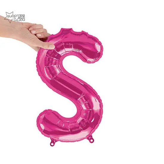 NorthStar Balloons&reg; 16 Inch Letter S Magenta Air Fill Only {3}